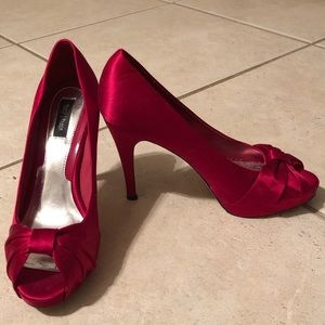 White House Black Market - Red Satin Heel - Size 9